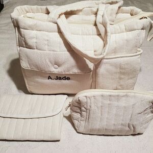 ZARA DIAPER TOTE CREAM MATERNITY BAG SET - Main Image